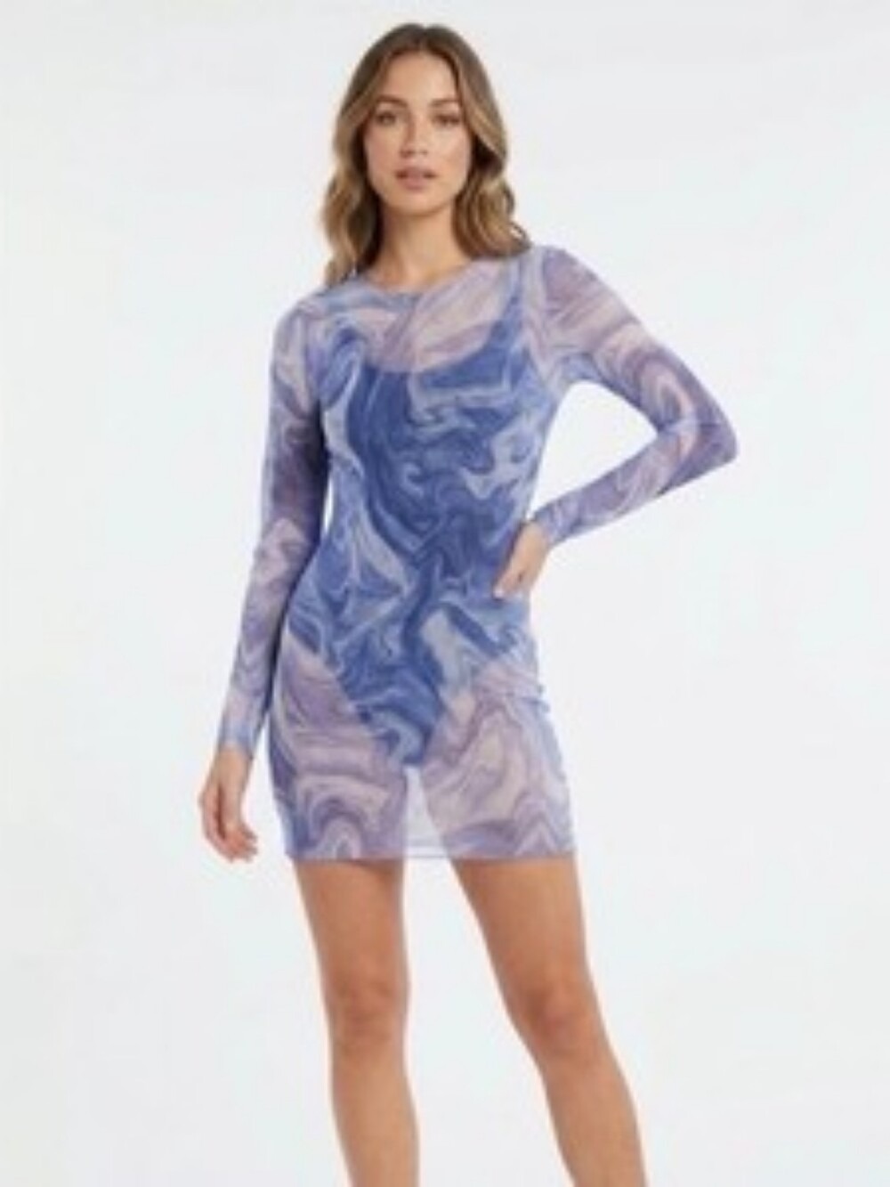 Naked Wardrobe Blue Smocked Coverup